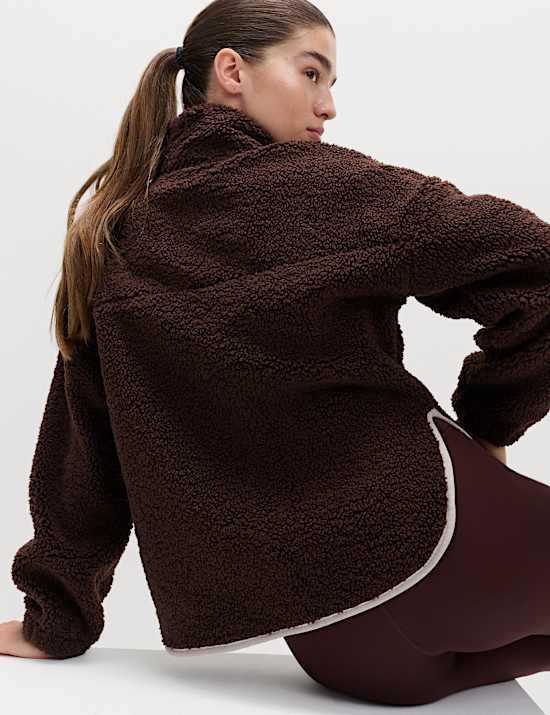 Faux Shearling Zip Up Fleece Jacket