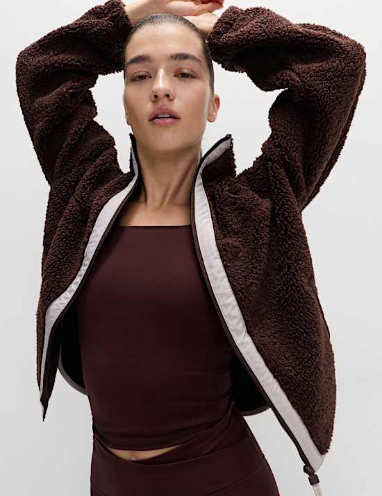 Faux Shearling Zip Up Fleece Jacket