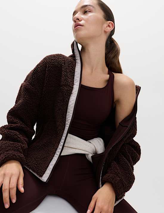 Faux Shearling Zip Up Fleece Jacket