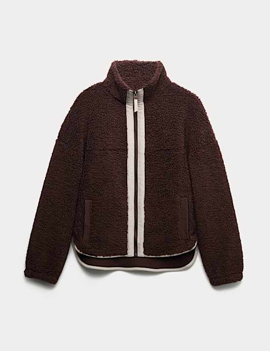Faux Shearling Zip Up Fleece Jacket