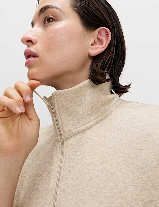 Sweatshirt demi-zippé coupe décontractée en coton