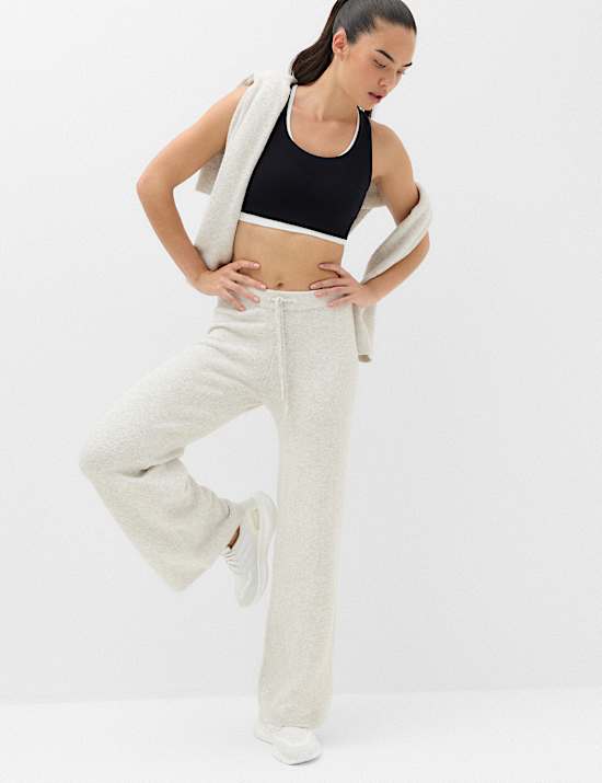 Boucle High Waisted Wide Leg Joggers