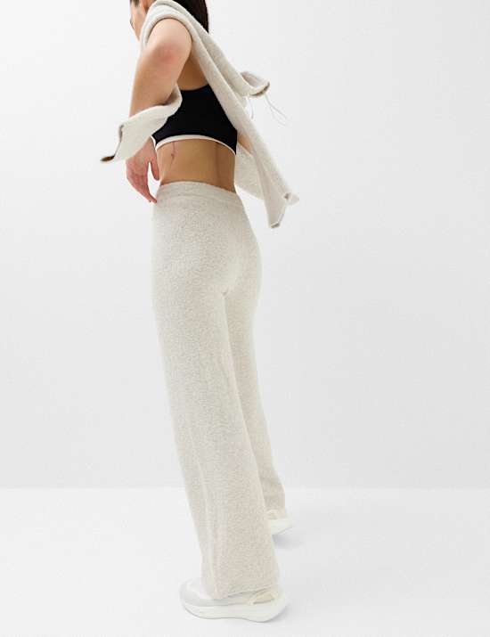 Boucle High Waisted Wide Leg Joggers
