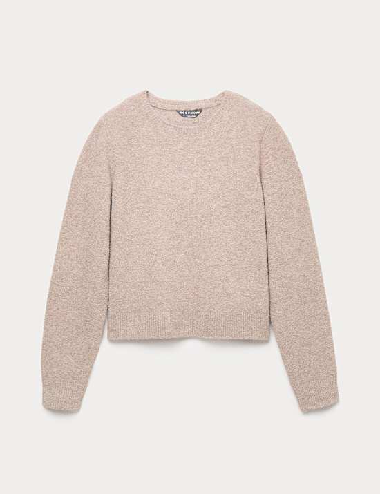 Pull court en tissu bouclé ultra-doux à col rond
