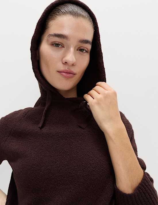 Super Soft Boucle Longline Hoodie with Wool