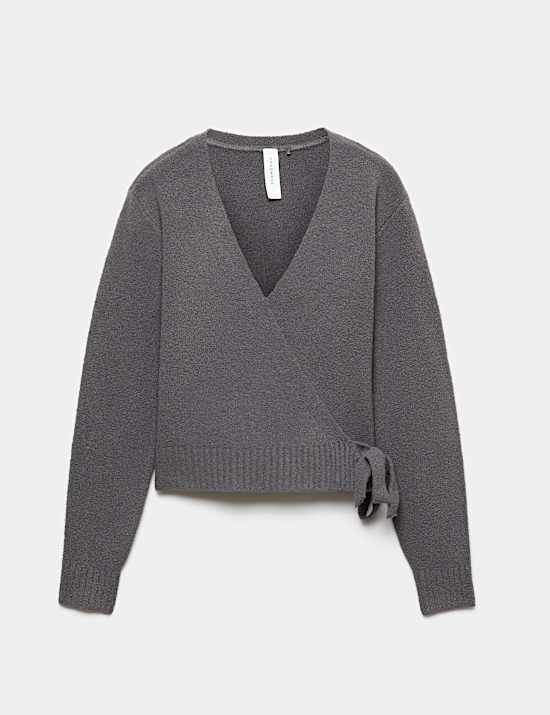 Boucle V Neck Wrap Cardigan