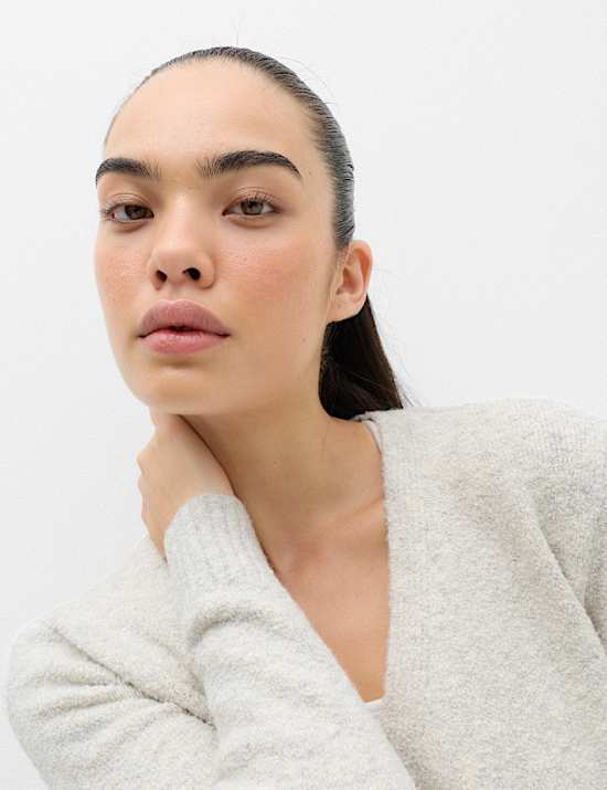 Boucle V Neck Wrap Cardigan