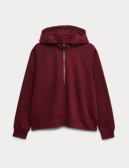 Cotton Rich Half Zip Relaxed Hoodie