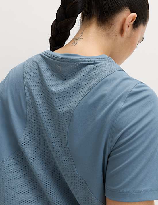 Crew Neck Mesh Panel Relaxed T-Shirt