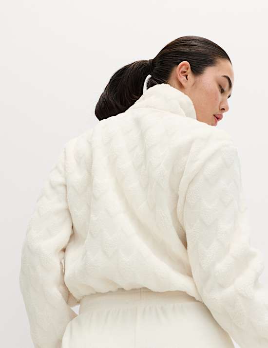 Fleece-Jacke mit Stehkragen und Teddyfutter