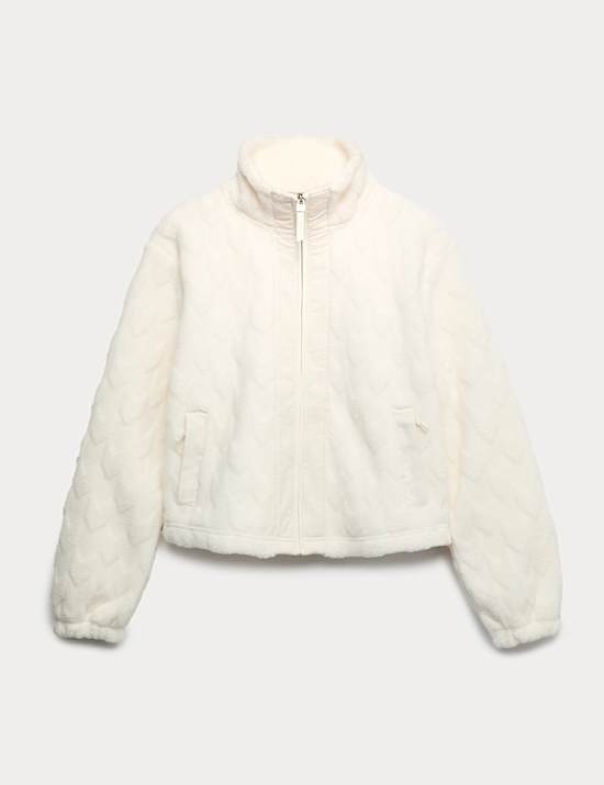 Fleece-Jacke mit Stehkragen und Teddyfutter