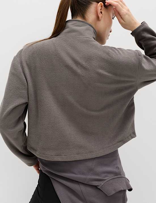 Funnel Neck Half Zip Relaxed Cropped Fleece