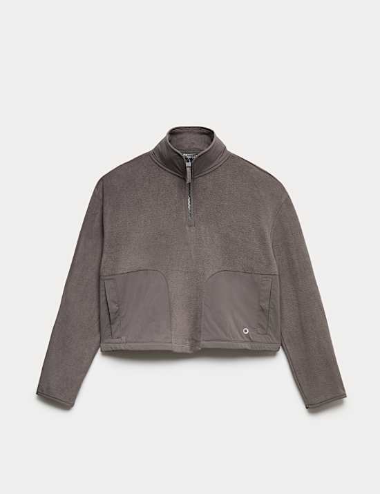 Funnel Neck Half Zip Relaxed Cropped Fleece