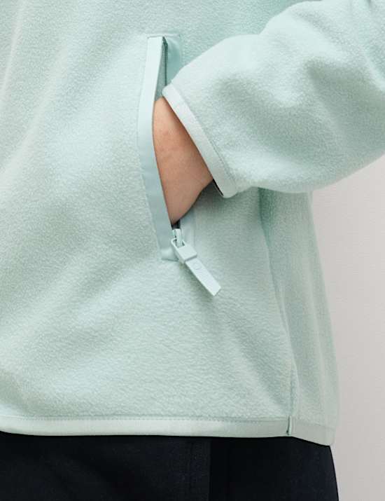 Funnel Neck Zip Up Fitted Fleece Jacket