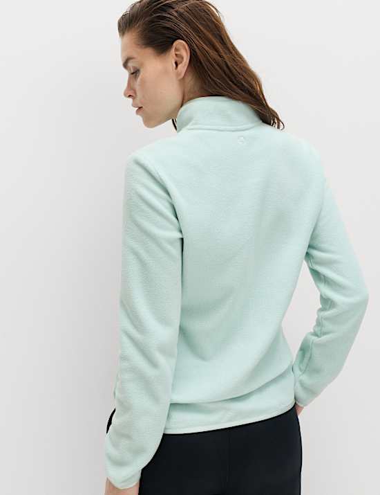 Funnel Neck Zip Up Fitted Fleece Jacket