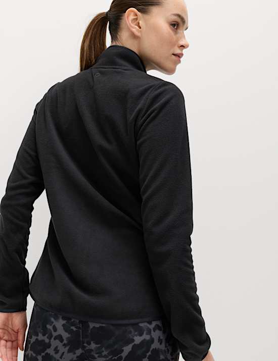 Funnel Neck Zip Up Fitted Fleece Jacket