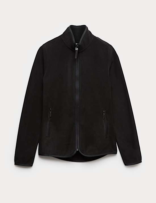 Funnel Neck Zip Up Fitted Fleece Jacket