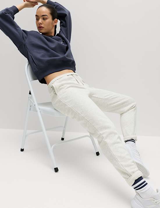 Cotton Rich Cuffed High Waisted Tapered Joggers