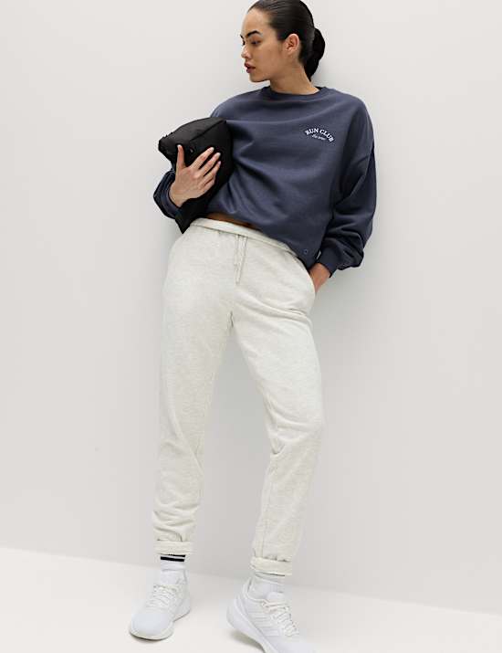 Cotton Rich Cuffed High Waisted Tapered Joggers