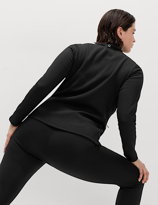 Thermal Funnel Neck Fleece Lined Zip Up Fitted Top