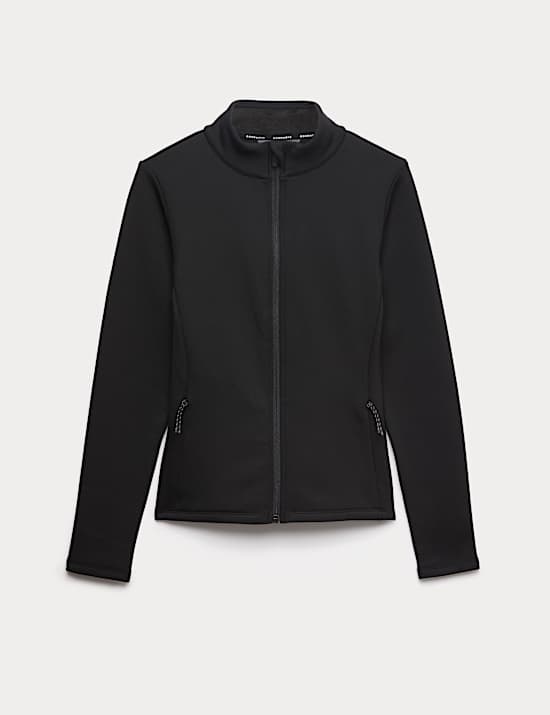 Thermal Funnel Neck Fleece Lined Zip Up Fitted Top