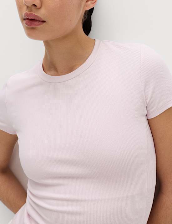 Modal Rich Rib Round Neck Fitted T-Shirt