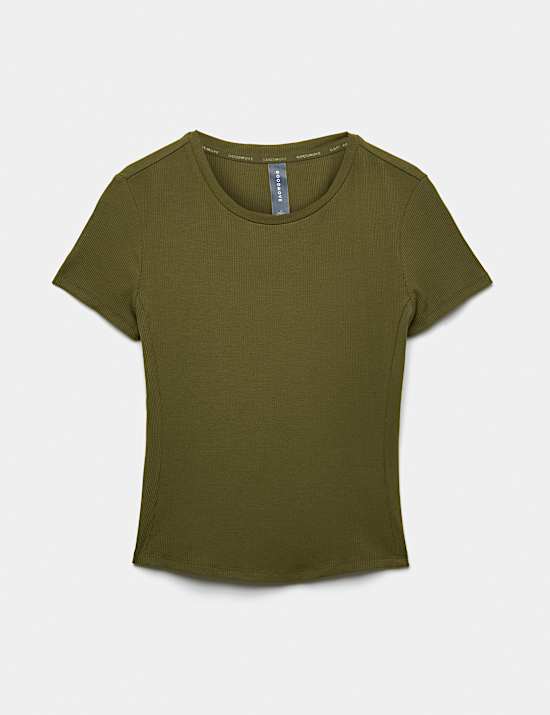 Geripptes, eng anliegendes T-Shirt mit Rundhalsausschnitt aus Modal