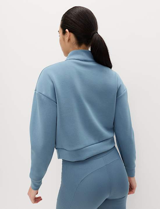 Sandwashed Funnel Neck Half Zip Sweatshirt