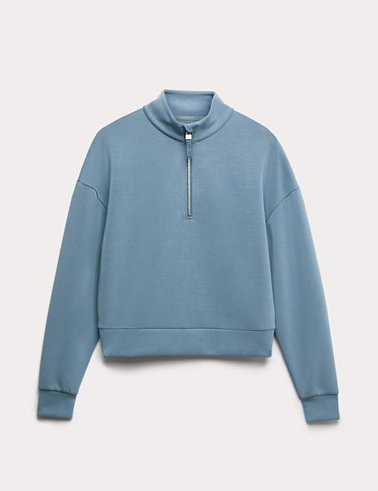 Sandwashed Funnel Neck Half Zip Sweatshirt
