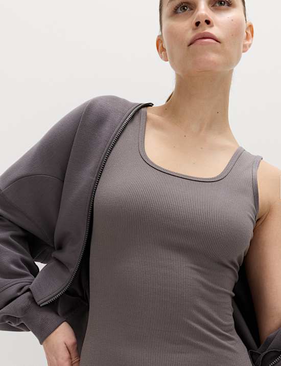 Modal Rich Rib Square Neck Fitted Vest