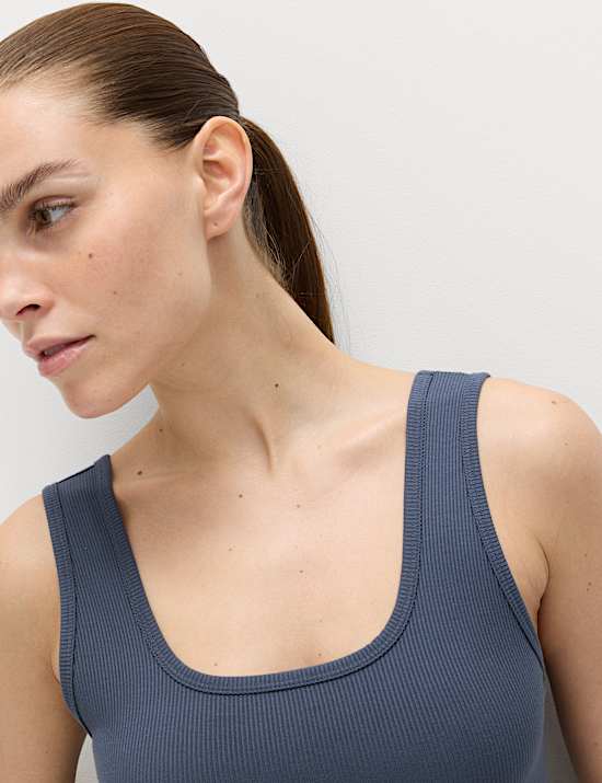 Modal Rich Rib Square Neck Fitted Vest