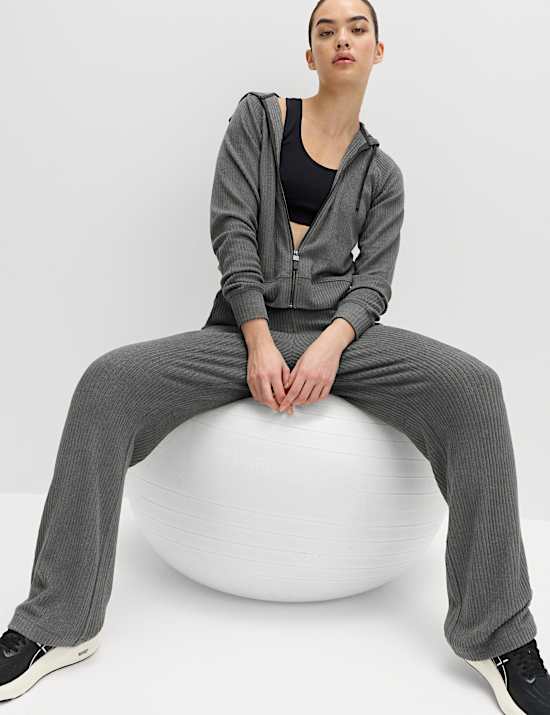 Brushed Ribbed Straight Leg Joggers