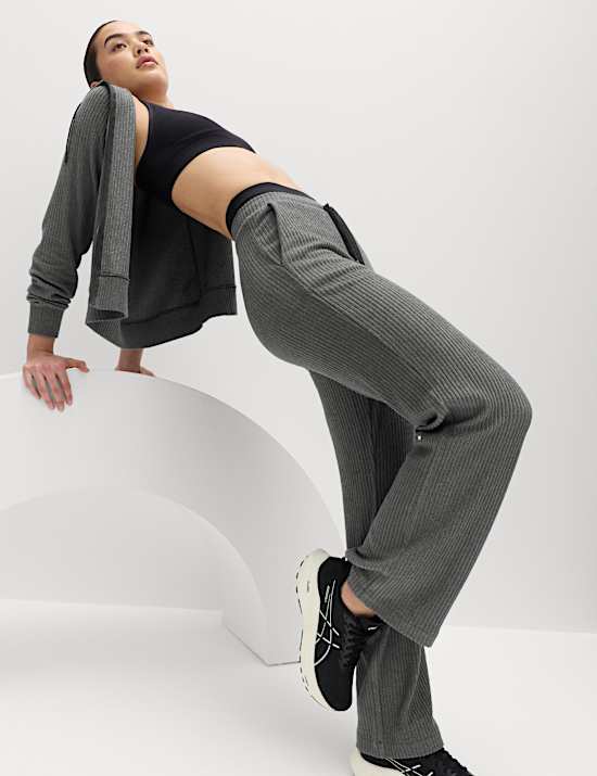 Brushed Ribbed Straight Leg Joggers