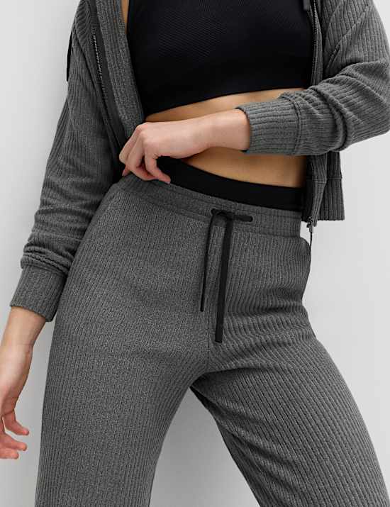 Brushed Ribbed Straight Leg Joggers