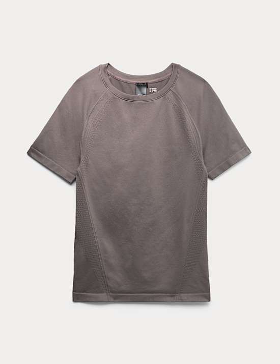 Naadloze, nauwsluitende top met ronde hals