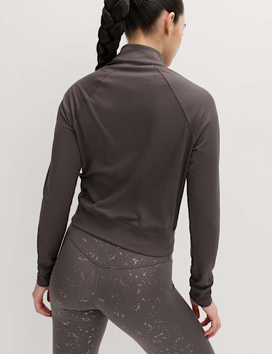 Printed Funnel Neck Half Zip Top