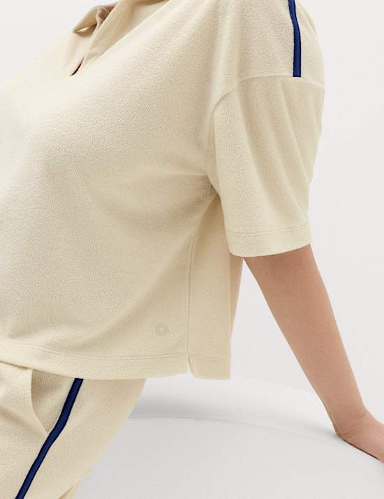 Cotton Rich Terry BrushedPolo  Top