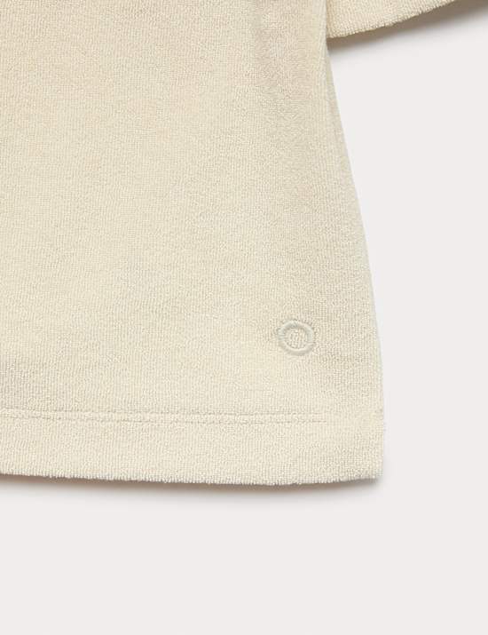 Cotton Rich Terry BrushedPolo  Top