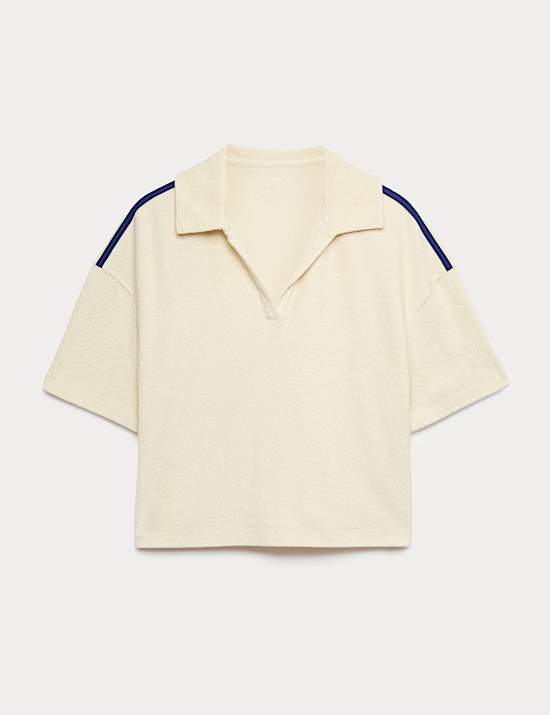 Cotton Rich Terry BrushedPolo  Top