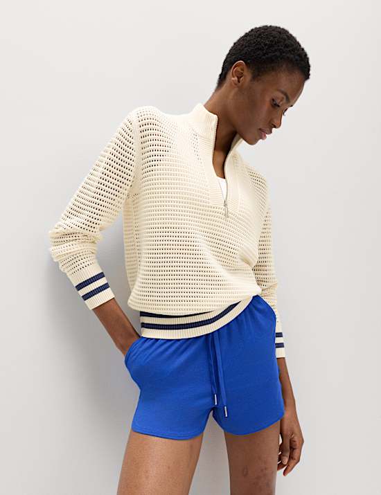 Funnel Neck Zip Up Relaxed Jumper