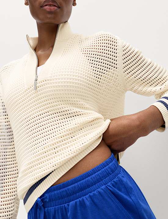 Funnel Neck Zip Up Relaxed Jumper