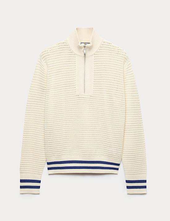 Funnel Neck Zip Up Relaxed Jumper