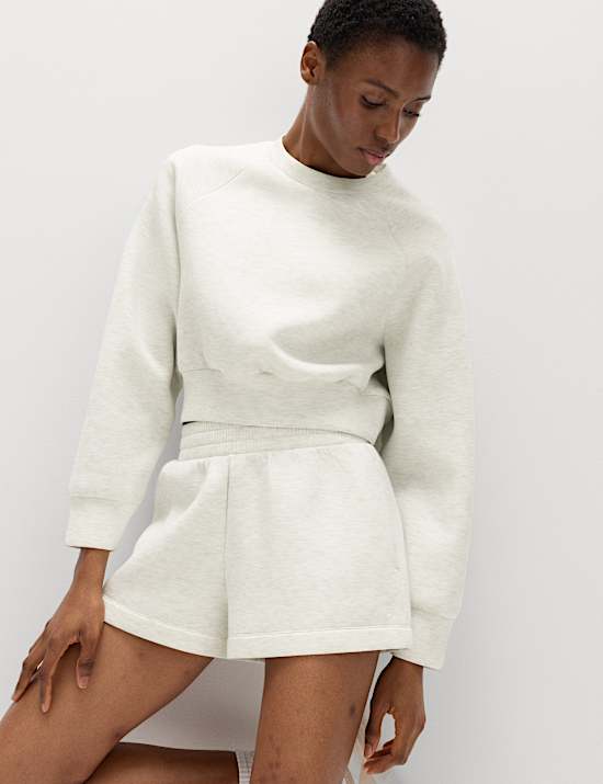 Scuba Crew Neck Relaxed Crop Sweatshirt