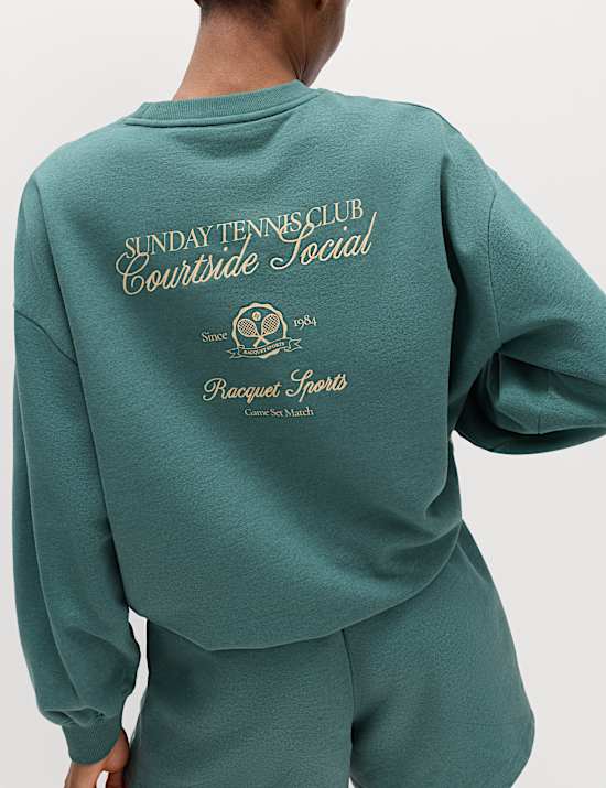 Cotton Rich Embroidered Oversized Sweatshirt