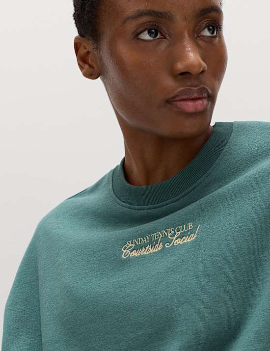 Cotton Rich Embroidered Oversized Sweatshirt