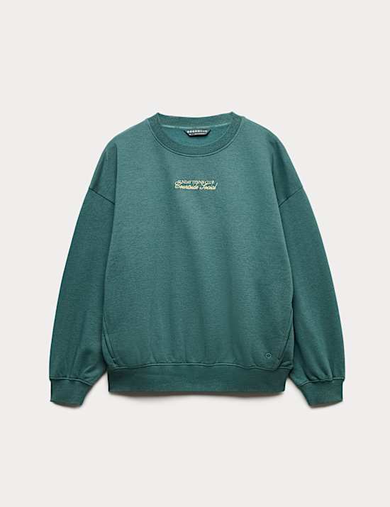 Cotton Rich Embroidered Oversized Sweatshirt