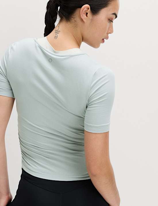 Go Balance Scoop Neck Ruched Fitted Top