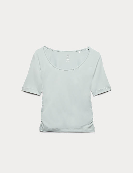 Go Balance Scoop Neck Ruched Fitted Top