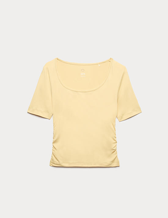 Go Balance Scoop Neck Ruched Fitted Top