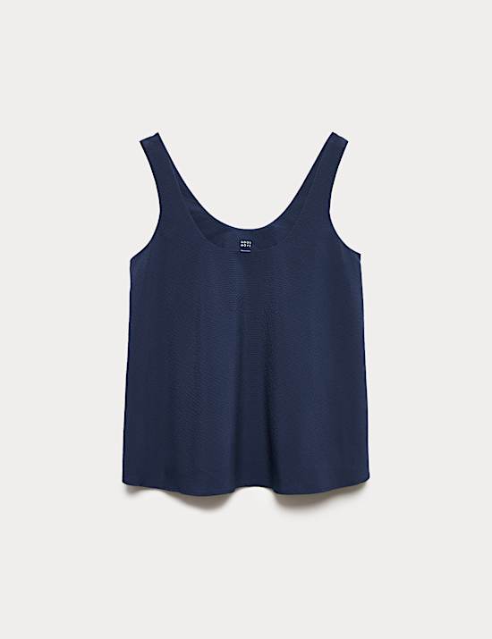 Seersucker Scoop Neck Relaxed Vest Top